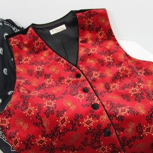 Vintage NWOT Red and Black Velvet Vest